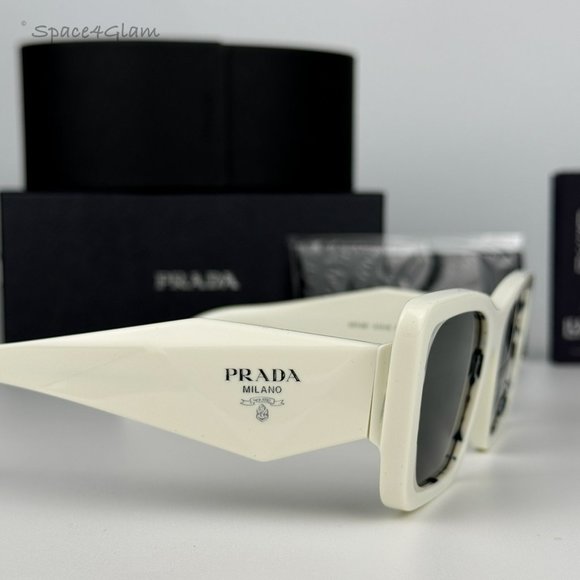 NEW Prada PR08YS 02V5S0 White Havana Black Gray Cat Eye Unisex Sunglasses - Picture 6 of 13